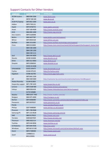 Broadband Setup & Troubleshooting Guide - XLN Telecom