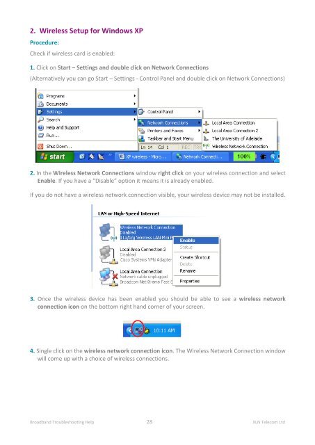 Broadband Setup & Troubleshooting Guide - XLN Telecom