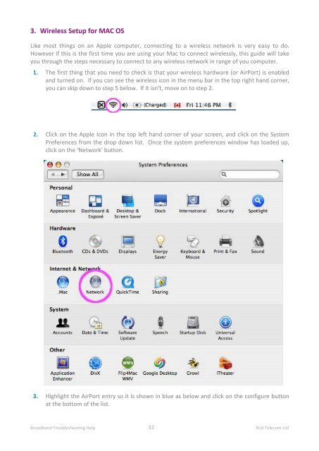 Broadband Setup & Troubleshooting Guide - XLN Telecom