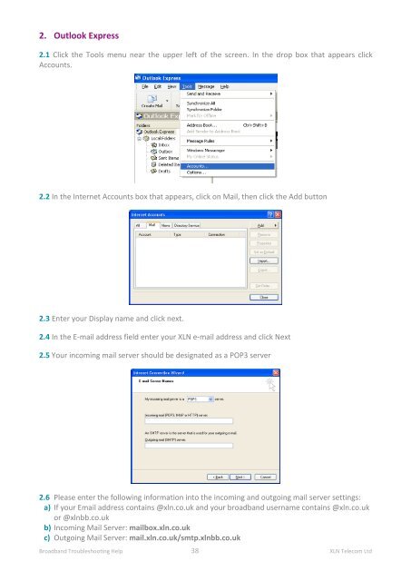 Broadband Setup & Troubleshooting Guide - XLN Telecom