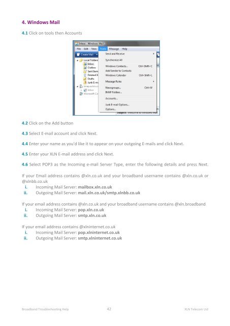 Broadband Setup & Troubleshooting Guide - XLN Telecom