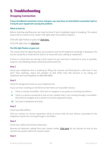 Broadband Setup & Troubleshooting Guide - XLN Telecom