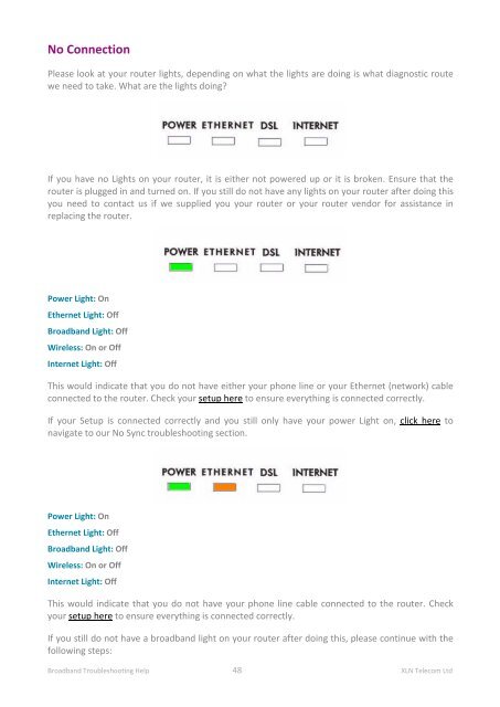 Broadband Setup & Troubleshooting Guide - XLN Telecom