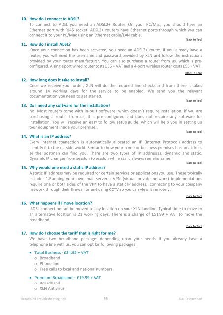 Broadband Setup & Troubleshooting Guide - XLN Telecom