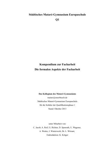 Facharbeiten-Kompendium - Städtisches Mataré-Gymnasium ...