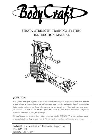 strata strength training system instruction manual - Bodycraft