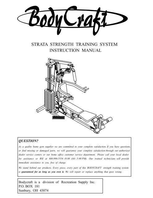 Bodycraft Galena Workout Chart