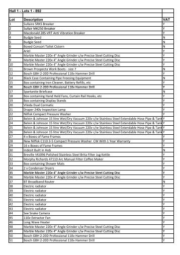 Hall 1 - Lots 1 - 892 Lot Description VAT 1 ... - Wilsons Auctions