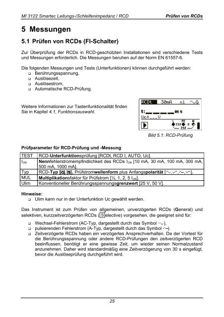 Leitungs-/ Schleifenimpedanz / RCD MI 3122 ... - Metrel