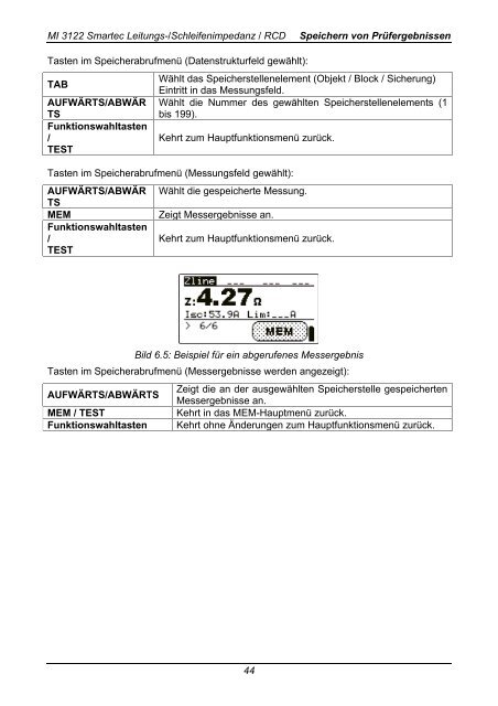 Leitungs-/ Schleifenimpedanz / RCD MI 3122 ... - Metrel