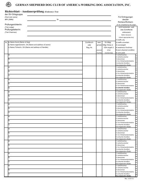 AusdauerprÃ¼fung (Endurance Test) - gsdca-wda