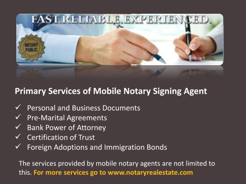 Quick & Cost Effective Mobile Notary and Loan Signing Services