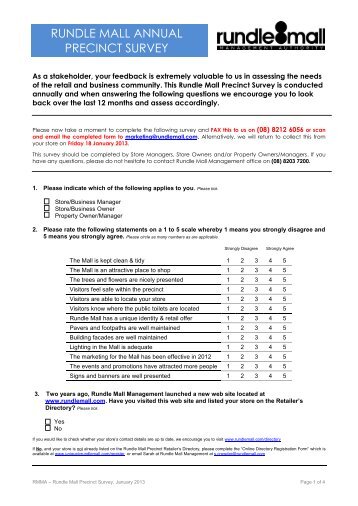 2012 Annual Survey - Rundle Mall