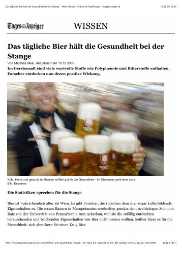 Das tägliche Bier hält die Gesundheit bei der Stange ... - Budweiser