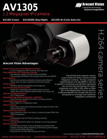 Arecont Vision AV1305DN IP cameras product datasheet
