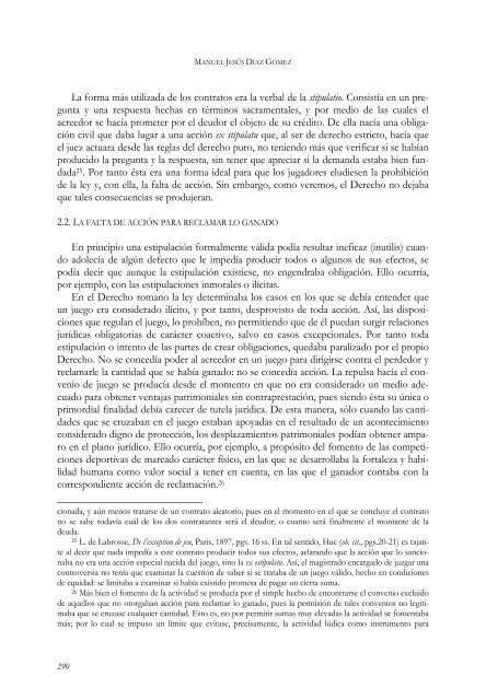 El origen historico del contrato de juego - Universidad de Huelva