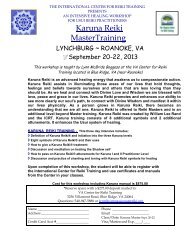 Karuna Reiki MasterTraining - Virginia Center for Reiki Training