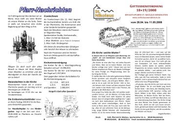 GOTTESDIENSTORDNUNG - St. Nikolaus Wendelstein