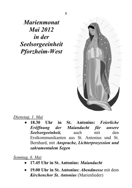 Pfarrblatt Nr. 6 -2012 - bei der Seelsorgeeinheit Pforzheim West