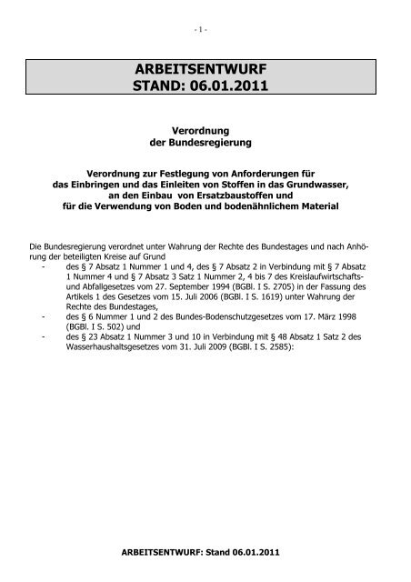 ARBEITSENTWURF - Mantelverordnung - IHK Karlsruhe