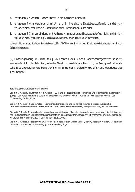 ARBEITSENTWURF - Mantelverordnung - IHK Karlsruhe