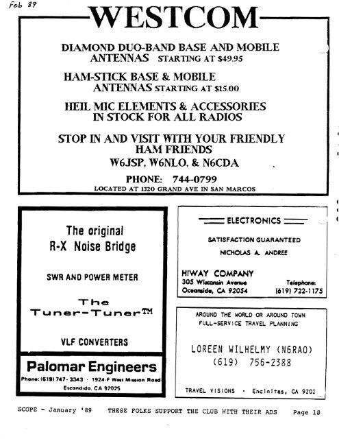 1989 - Palomar Amateur Radio Club