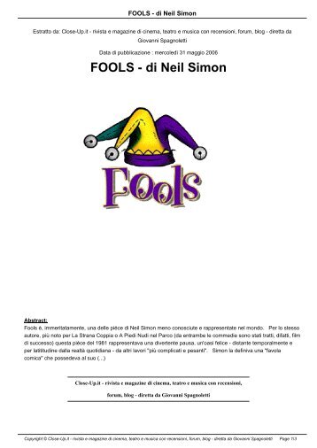 FOOLS - di Neil Simon - Close-Up.it
