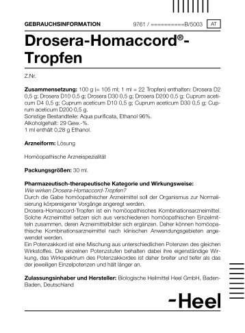 Drosera-HomaccordÂ®- Tropfen - Dr. Peithner KG