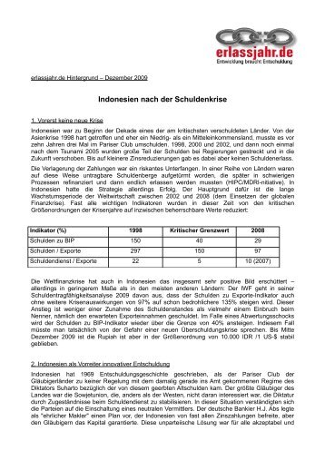 Indonesien nach der Schuldenkrise - Erlassjahr.de