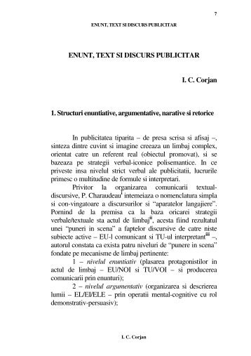 ENUNT, TEXT SI DISCURS PUBLICITAR I. C. Corjan 1 ... - roslir