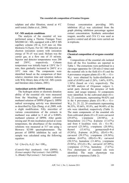 The essential oils compositions of Iranian Oregano (Origanum ...