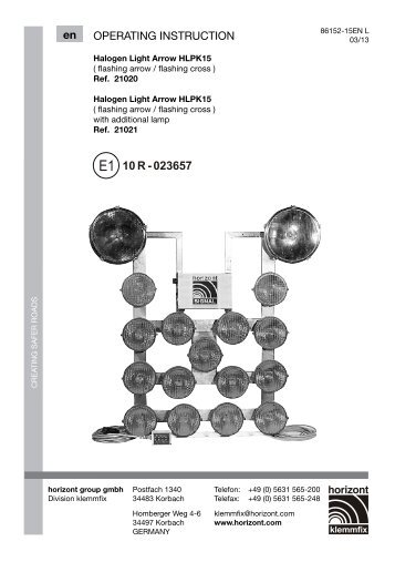 OPERATING INSTRUCTION en - Horizont Klemmfix - horizont group ...