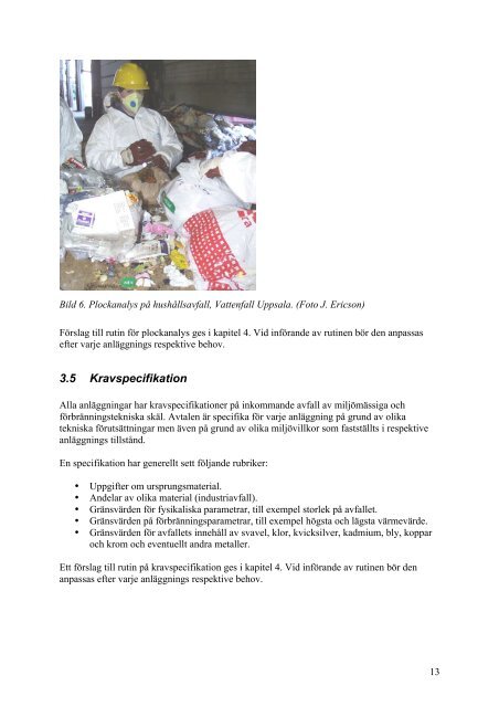Mottagningskrav och kontroll av inkommande avfall ... - Avfall Sverige