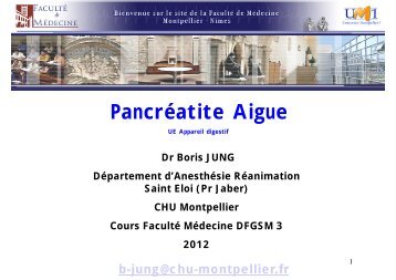 Pancréatite Aigue g - Faculté de médecine de Montpellier