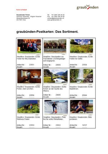 graubünden-Postkarten: Das Sortiment.