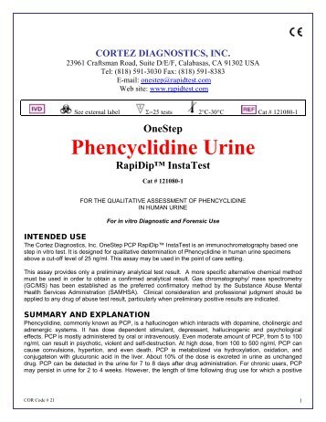 Phencyclidine Urine - ELISA kits - Rapid tests