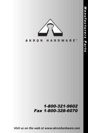 1-800-321-9602 Fax 1-800-328-6070 - Akron Hardware