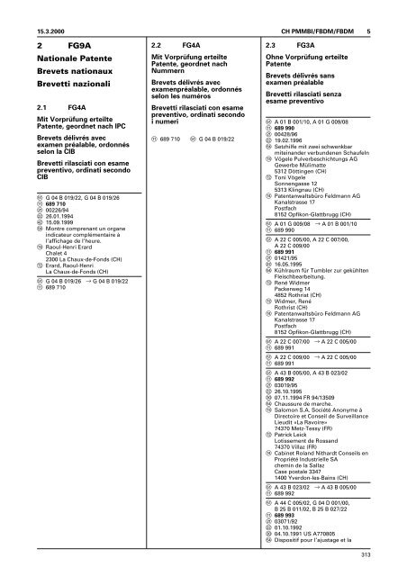 2 Fg9a Nationale Patente Brevets Nationaux Brevetti Nazionali