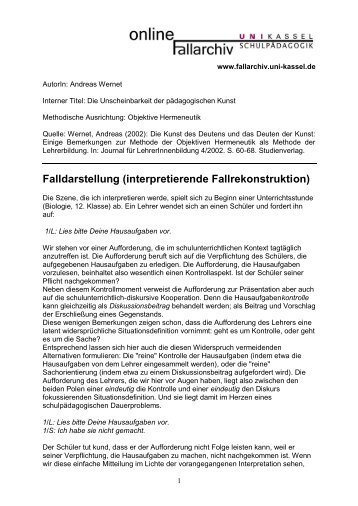 Datenmaterial - Fallarchiv SchulpÃ¤dagogik