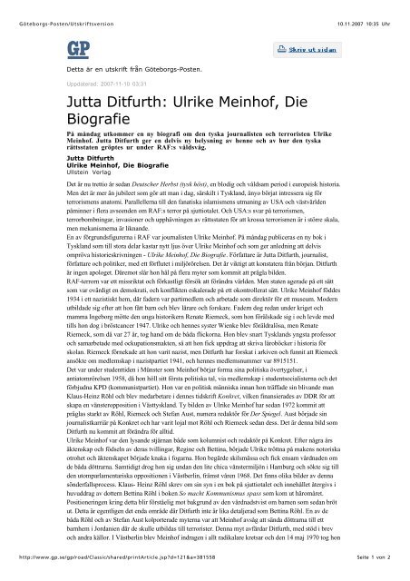 Jutta Ditfurth: Ulrike Meinhof, Die Biografie