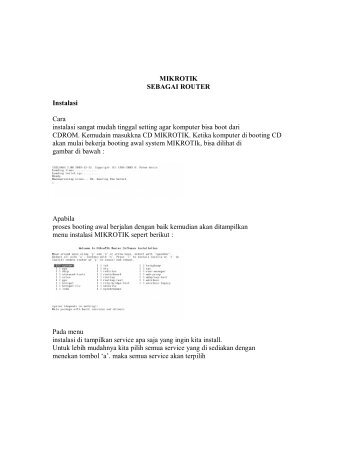 MIKROTIK SEBAGAI ROUTER Instalasi Cara instalasi sangat ...
