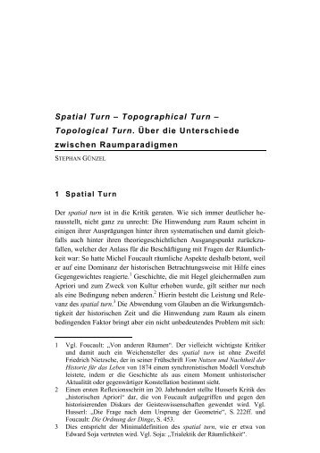 Spatial Turn â Topographical Turn â Topological ... - Stephan GÃ¼nzel