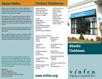 About Vinfen www.vinfen.org Atlantic Clubhouse Contact Clubhouse