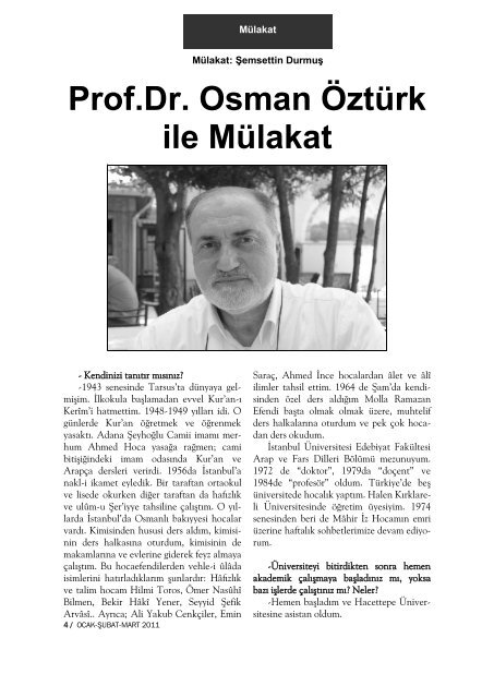 Prof. Dr. Osman ÃztÃ¼rk'Ã¼n - Ä°slami Edebiyat
