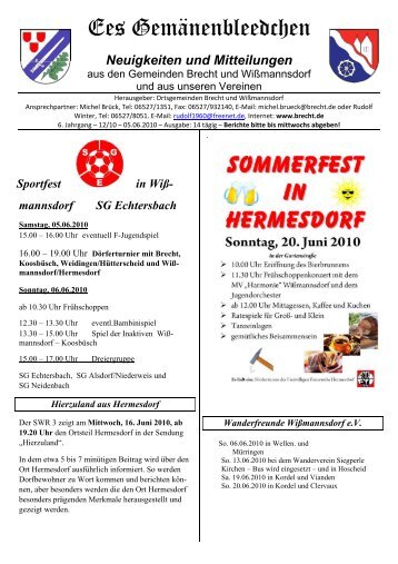 Sportfest in Wiß- mannsdorf SG Echtersbach - BRECHT.DE online