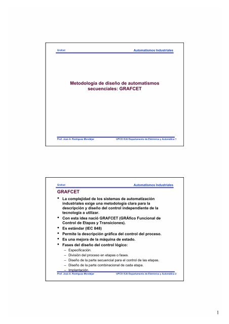 MetodologÃ­a de diseÃ±o de automatismos secuenciales: GRAFCET ...