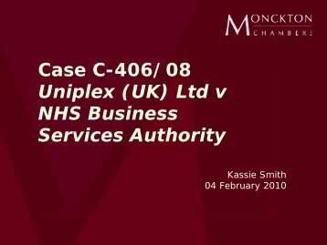 Case C-406/08 Uniplex (UK) Ltd v NHS Business ... - Olswang