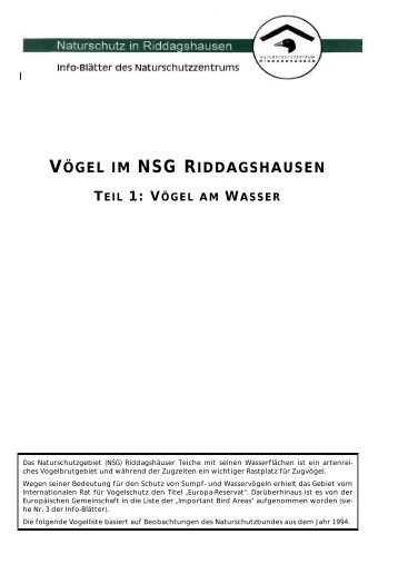 VÖGEL IM NSG RIDDAGSHAUSEN TEIL 1