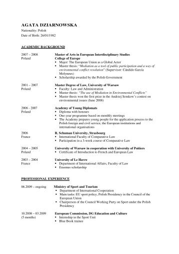 Curriculum Vitae - European Handball Federation