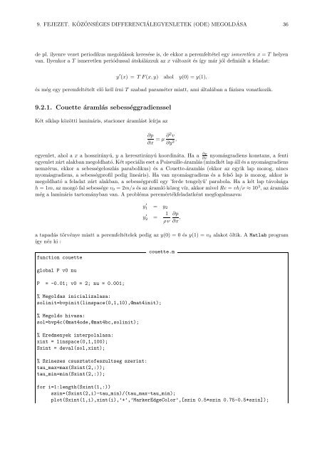 Matlab Hogyan - Hidrodinamikai Rendszerek Tanszék